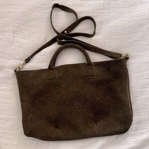 Parker Clay Green Suede Crossbody Bag